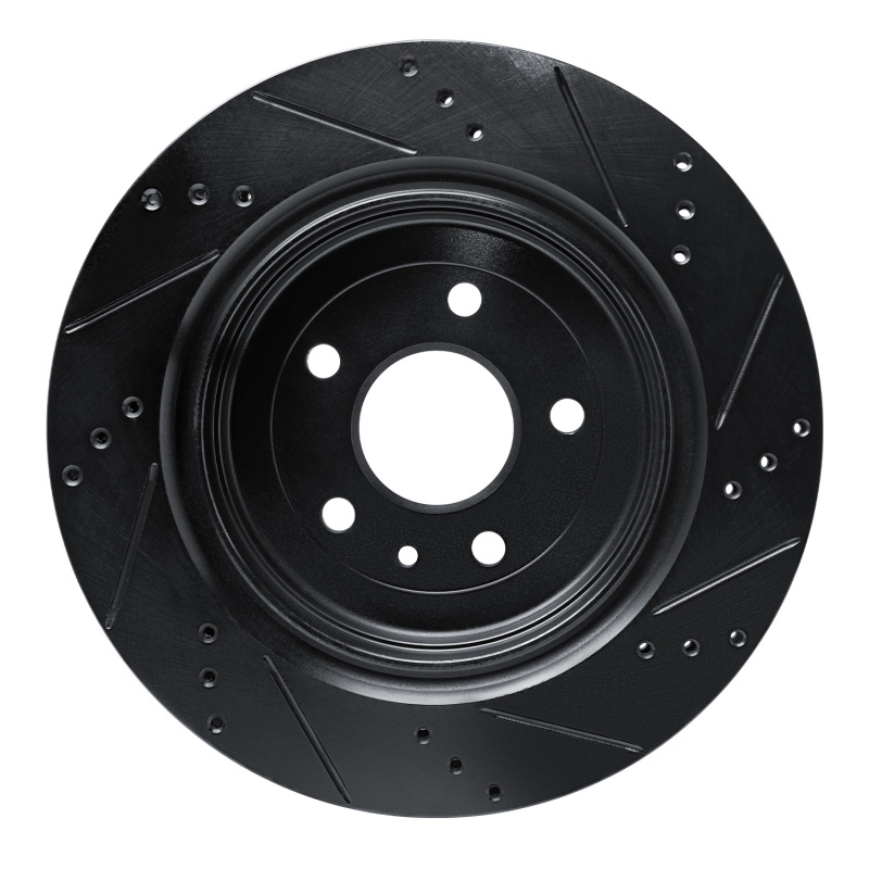 Chevrolet Corvette Brake Rotor (1) - Rear Left - R1 Concepts - Drilled & Slotted - Black - `14-`19